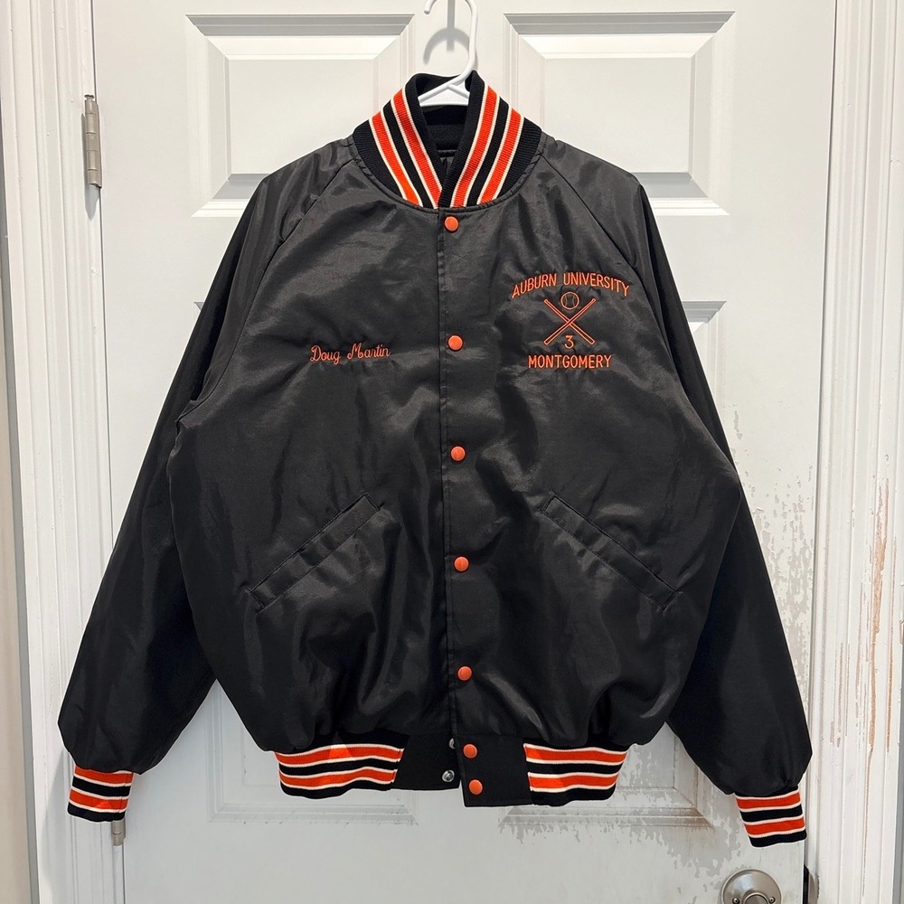 Vintage Auburn Tigers Baseball Varsity Satin Bomber Jacket Large